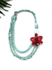 bloom tiered necklace -  red cattleya and amazonite