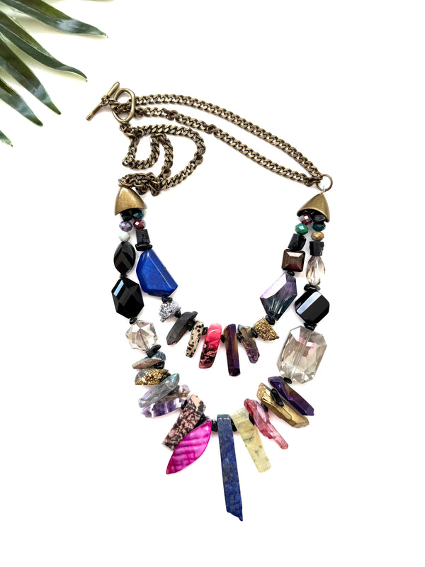 renegade necklace -  black, blue and pink