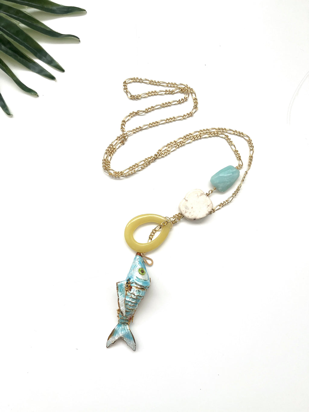 hooked necklace - lemon jade