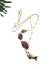 hooked necklace -   mango wood and yellow turquoise