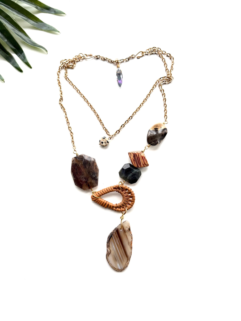 cabana necklace - agate and labradorite