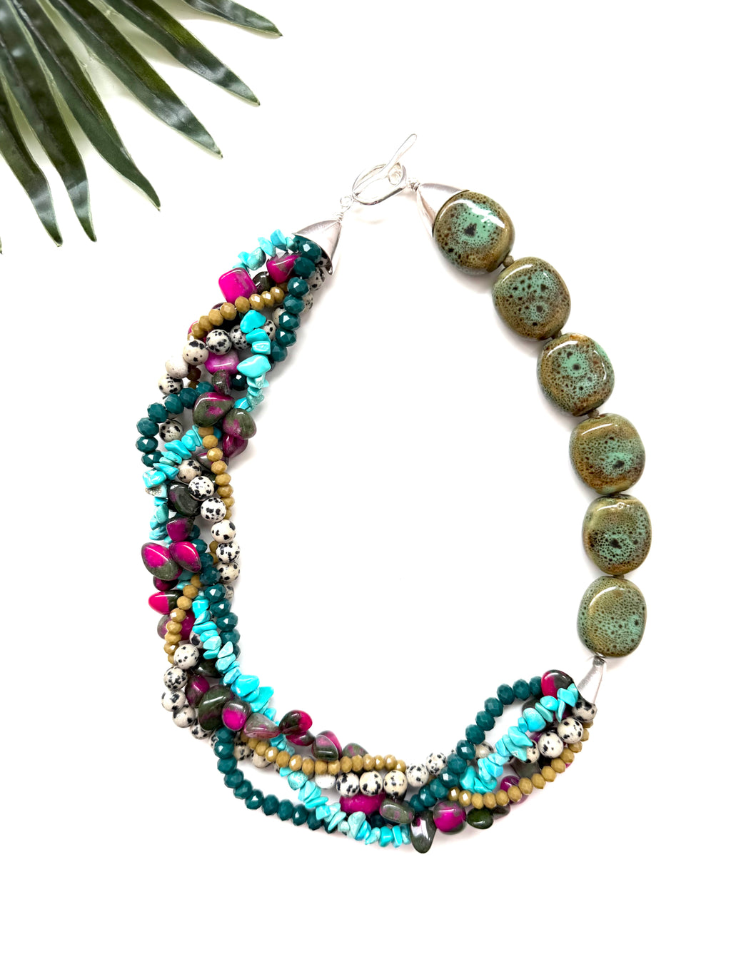 Mingle necklace - hot pink and turquoise