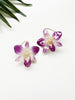 bloom earrings - purple and cream dendrobium I
