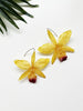 bloom earrings - yellow cattleya orchid