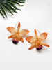 bloom earrings - orange cattleya orchid