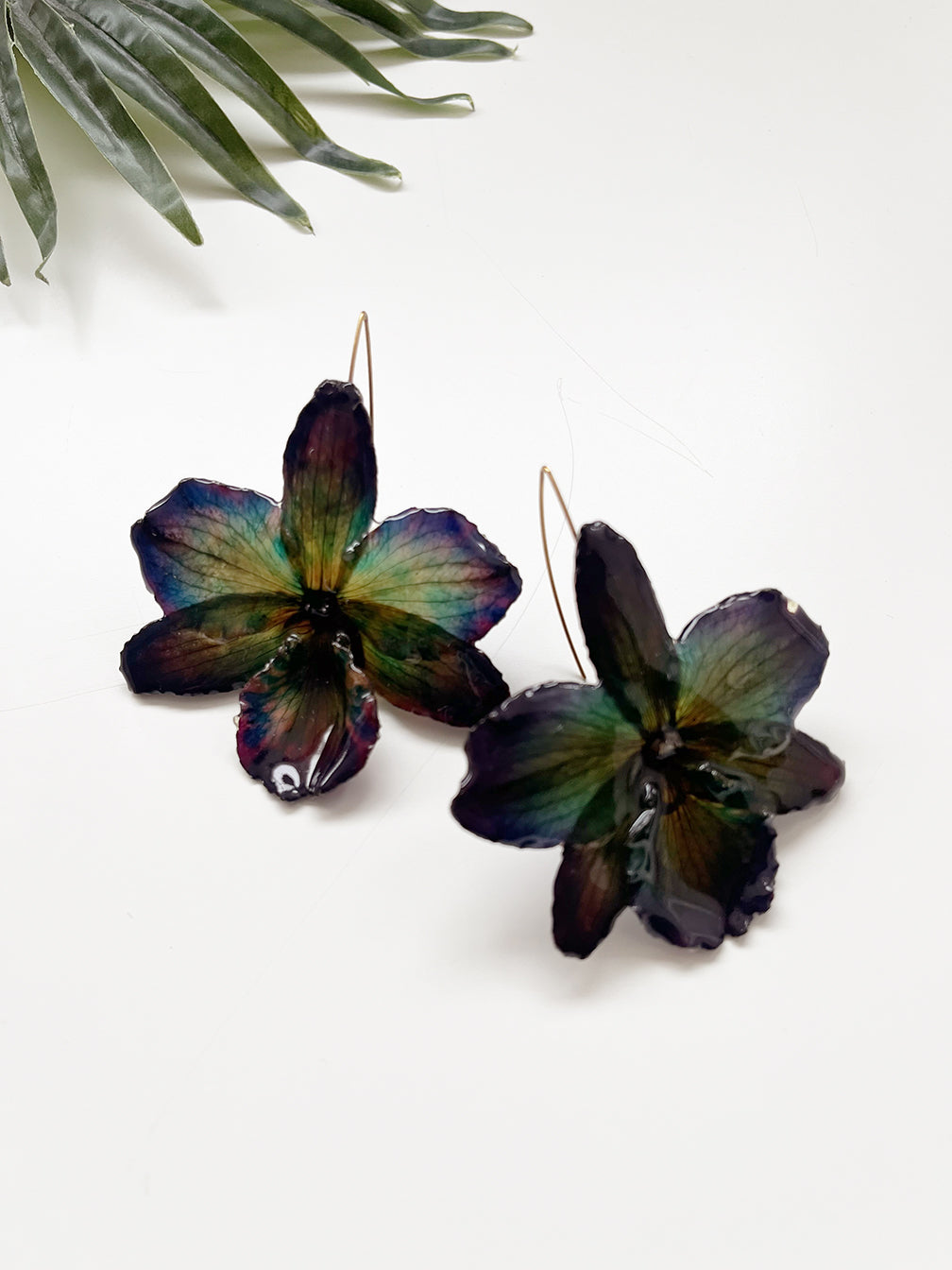 bloom earrings - blue green cattleya II