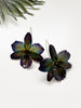 bloom earrings - blue green cattleya II
