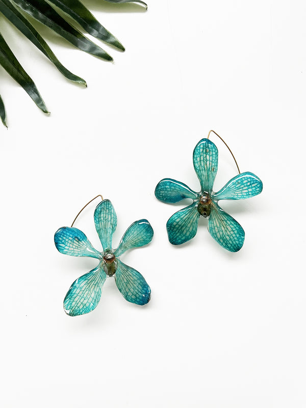 bloom earrings - blue mokara orchid II