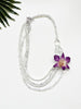 bloom tiered necklace - purple dendrobium and white howlite