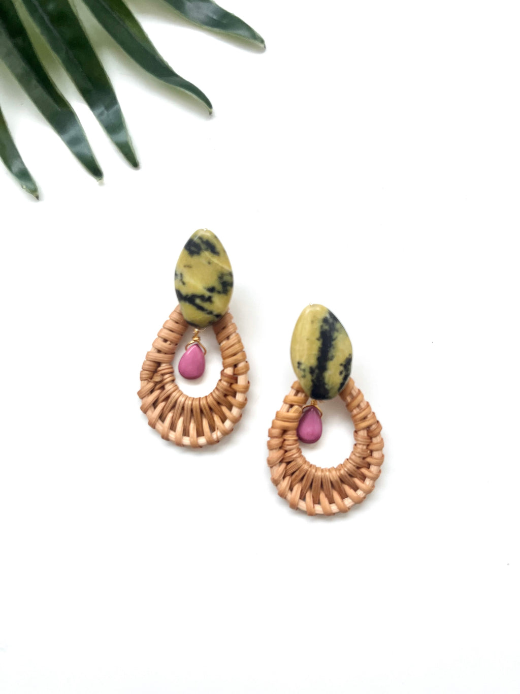 cabana earrings - yellow turquoise and pink
