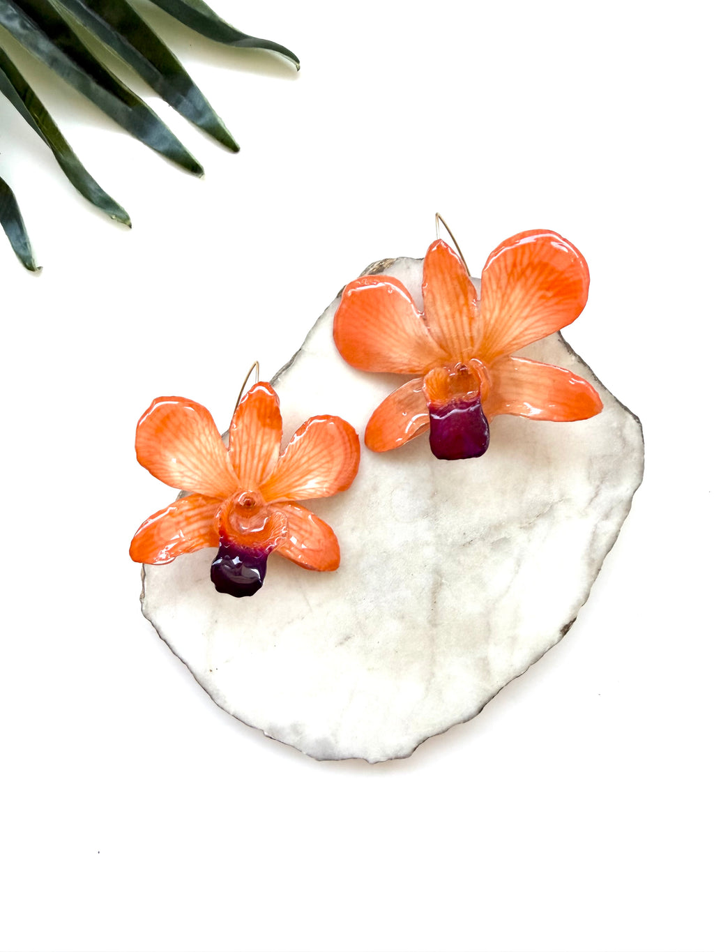 bloom earrings - orange dendrobium
