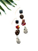 goddess earrings - wood and Dalmatian jasper