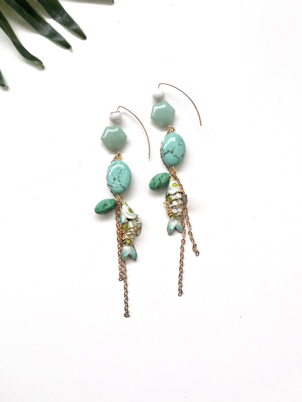 hooked earrings - turquoise howlite