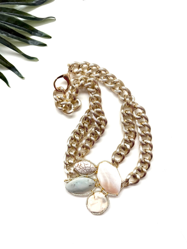 goddess choker - mother of pearl and amazonite