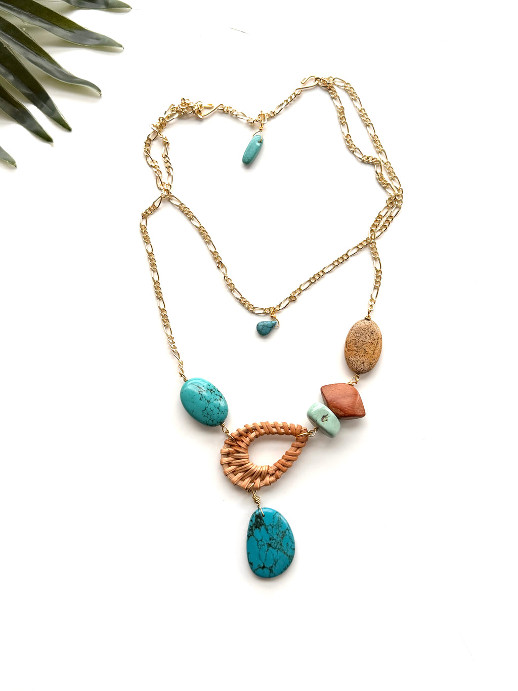 cabana necklace - turquoise magnesite and bayong wood