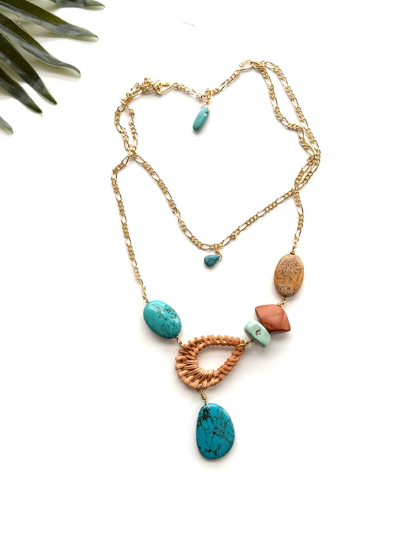 cabana necklace - turquoise magnesite and bayong wood
