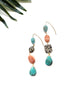 goddess earrings - turquoise and peach aventurine