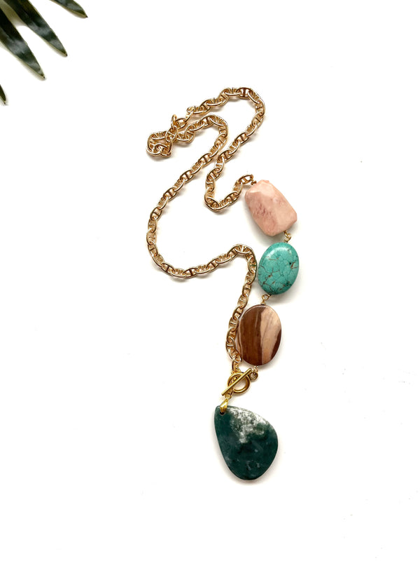 asymmetrical pendant necklace -  ocean jasper