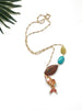 hooked necklace -  lemon jade and turquoise howlite