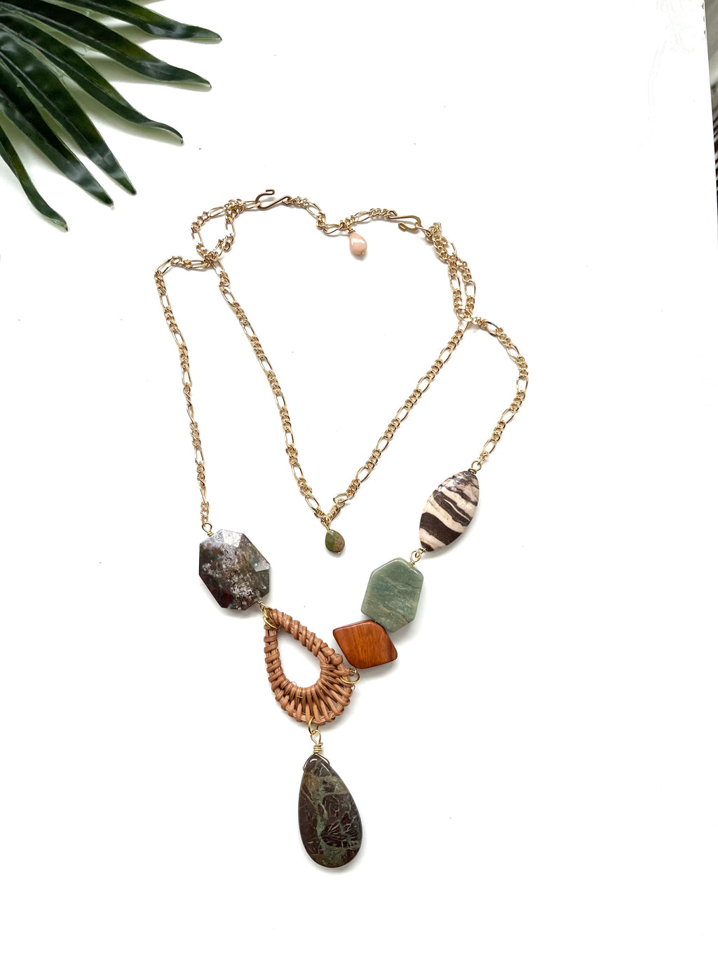 cabana necklace - serpentine and brown zebra jasper