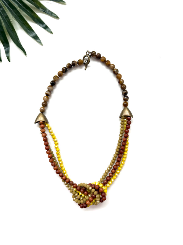 Uptown necklace - yellow and olive