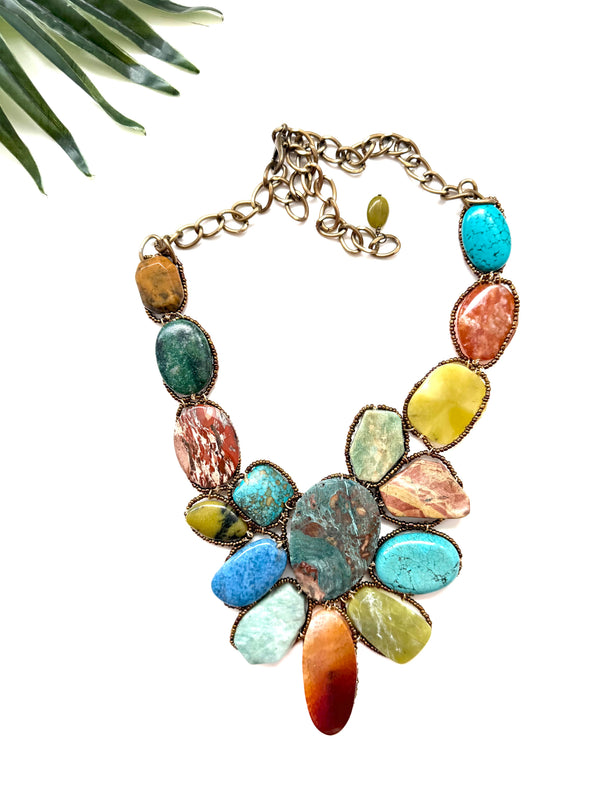goddess necklace - green and blue mix