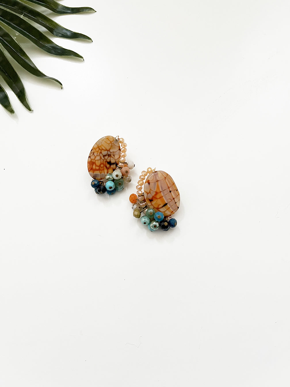 fuzzy peach - confetti earrings - agate