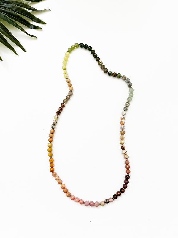 fuzzy peach - mixer necklace - green, yellow and peach ombre