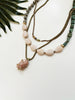 fuzzy peach necklace stack