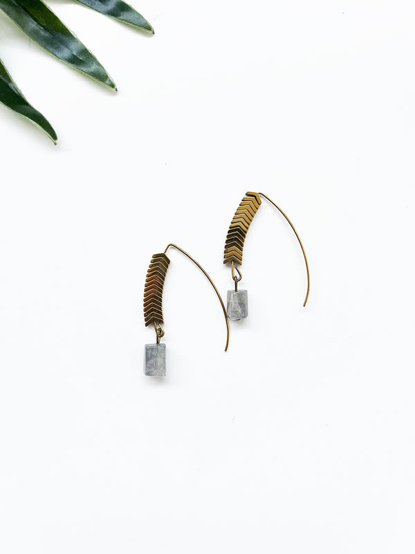 groove earrings - labradorite