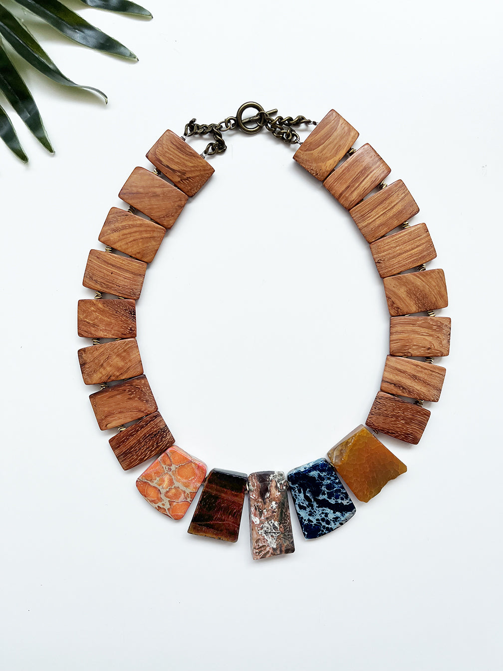 groove collar necklace - tigereye and navy impression jasper