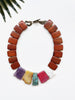 groove collar necklace - hot pink and yellow agate