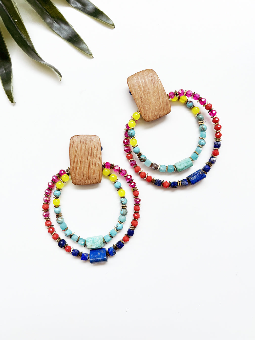 groove loop earrings - blue and pink mix