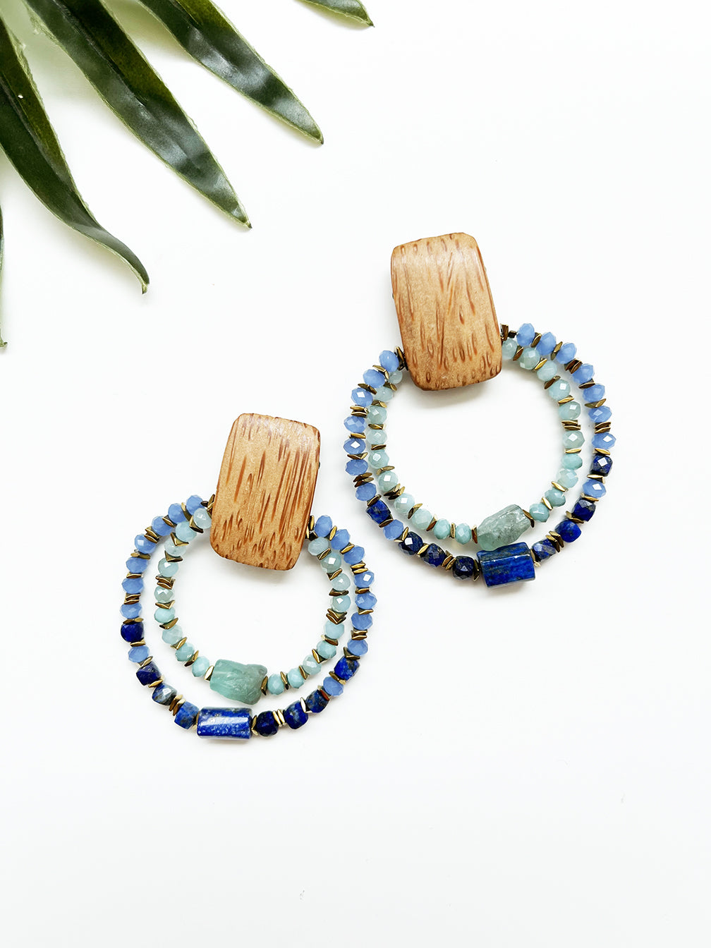 groove loop earrings - shades of blue