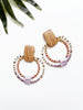 groove loop earrings - lavender amethyst and coral pink