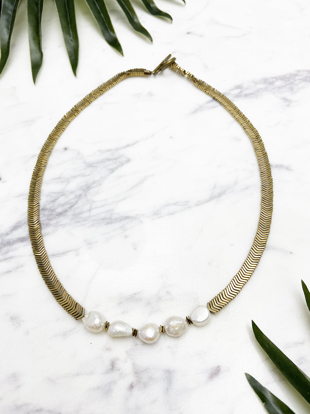 groove short necklace - fresh water pearl / for Kendra