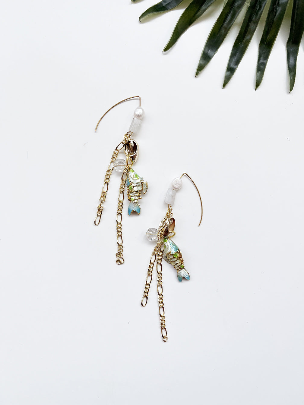 hooked earrings - freshwater pearl and moonstone