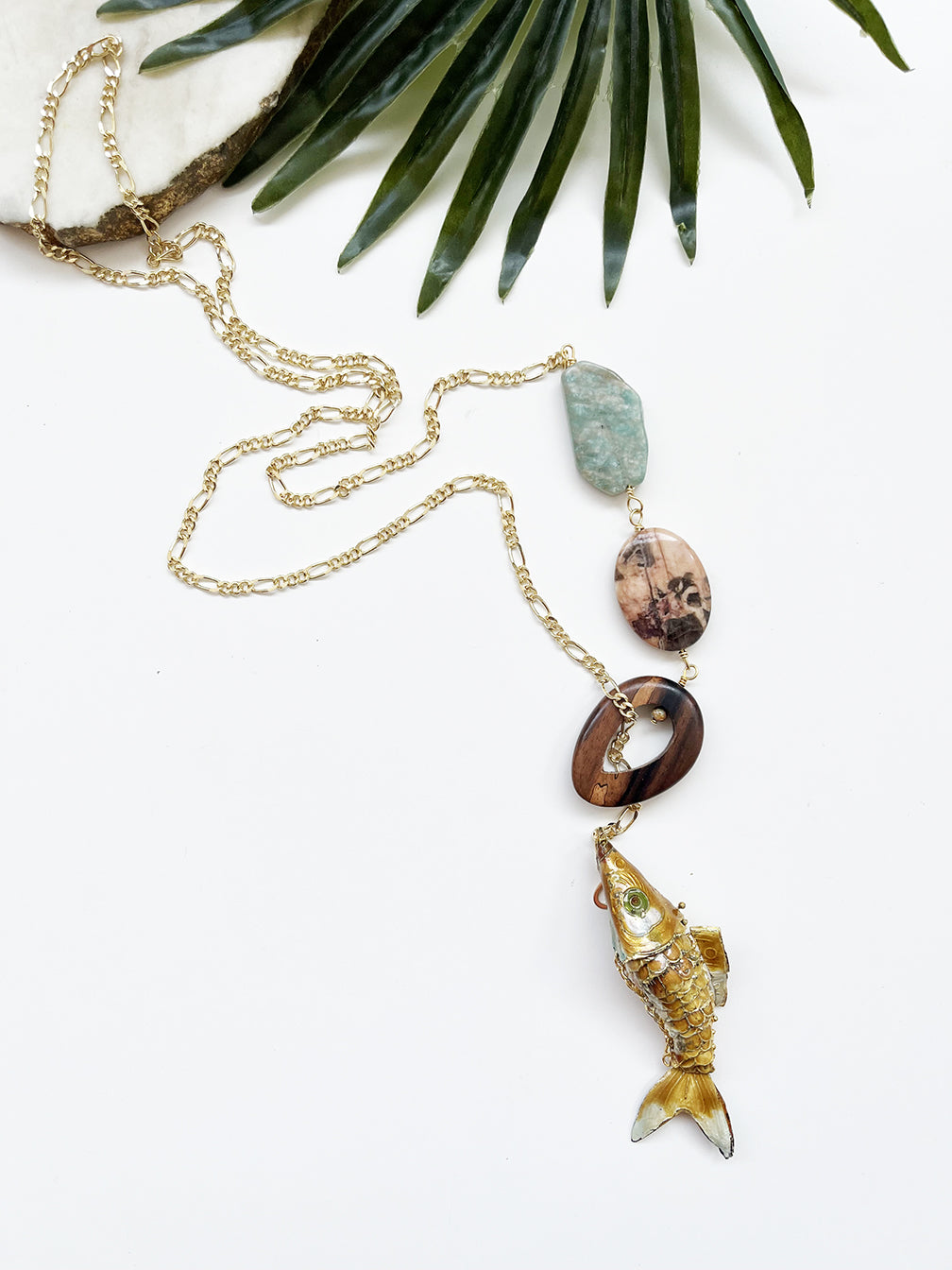 hooked necklace - amazonite and feldspath