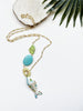 hooked necklace - turquoise and lime green magnesite