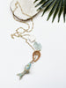 hooked necklace - rattan and white magnesite