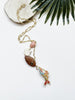 hooked necklace - peach aventurine and mango wood