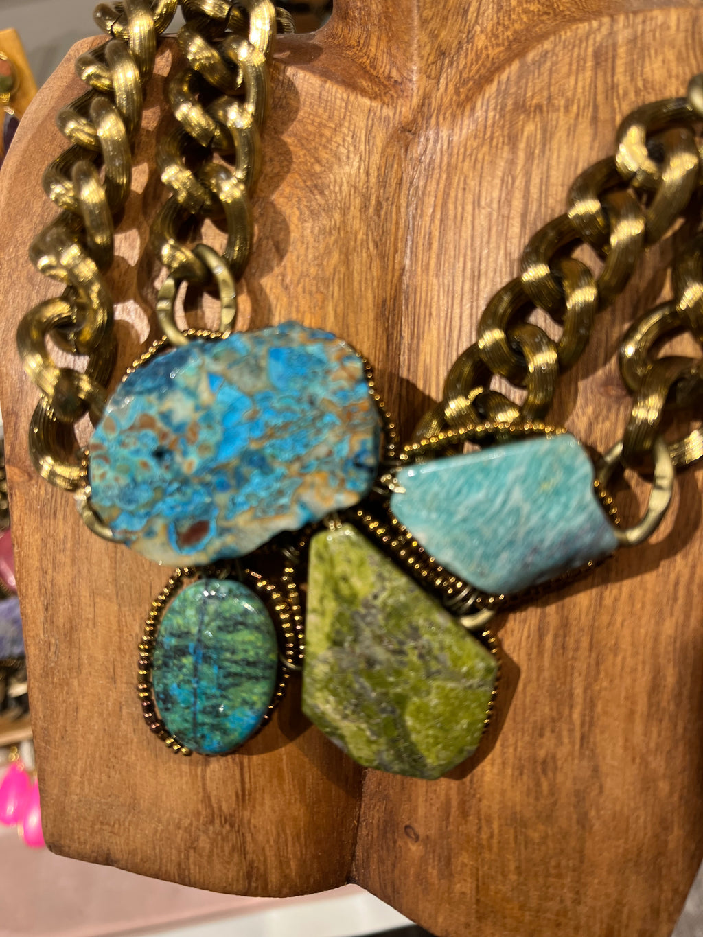 Reserved for Kate - goddess choker - blue and green mix