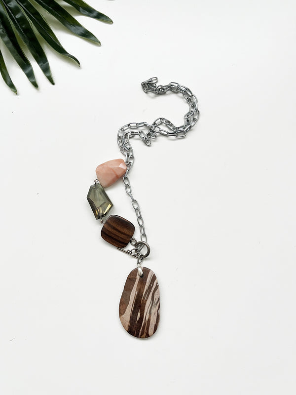 mocha mousse asymmetrical pendant necklace - III