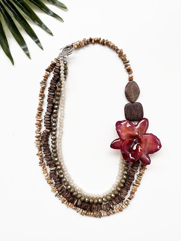 bloom tiered necklace - mocha mousse