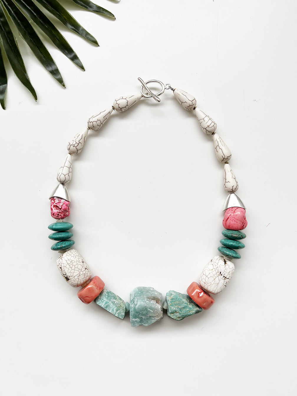 rocksteady necklace - amazonite and coral