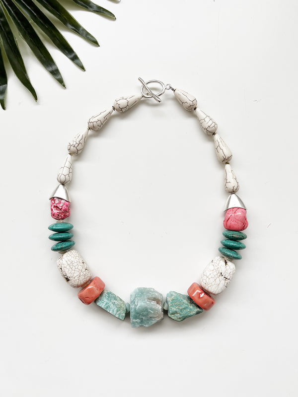 rocksteady necklace - amazonite and coral