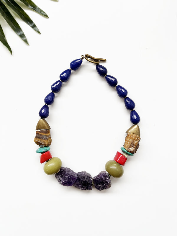 rocksteady necklace - amethyst and lemon jade