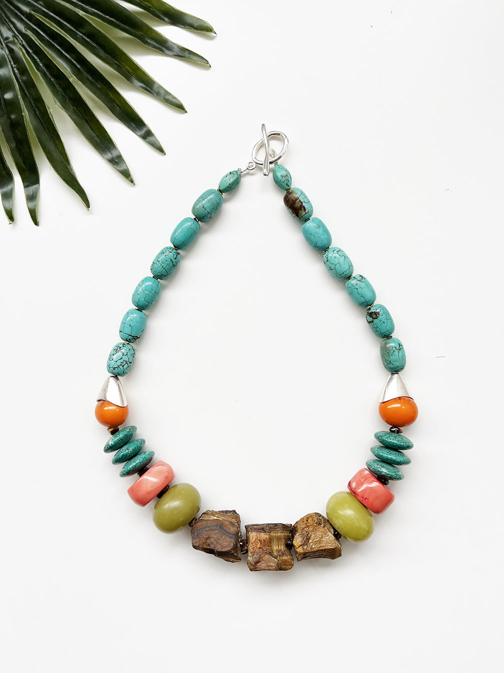 rocksteady necklace - tigereye and lemon jade