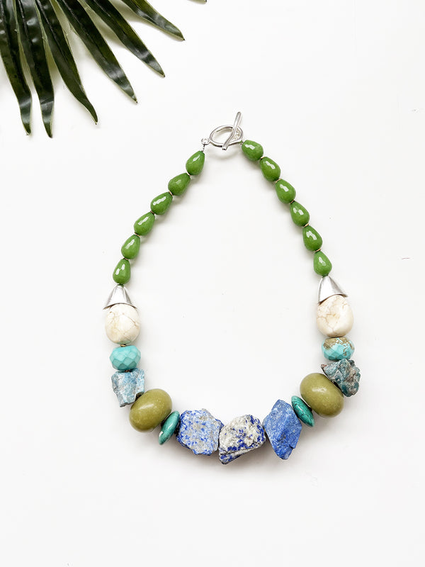 rocksteady necklace - lapis lazuli and lemon jade