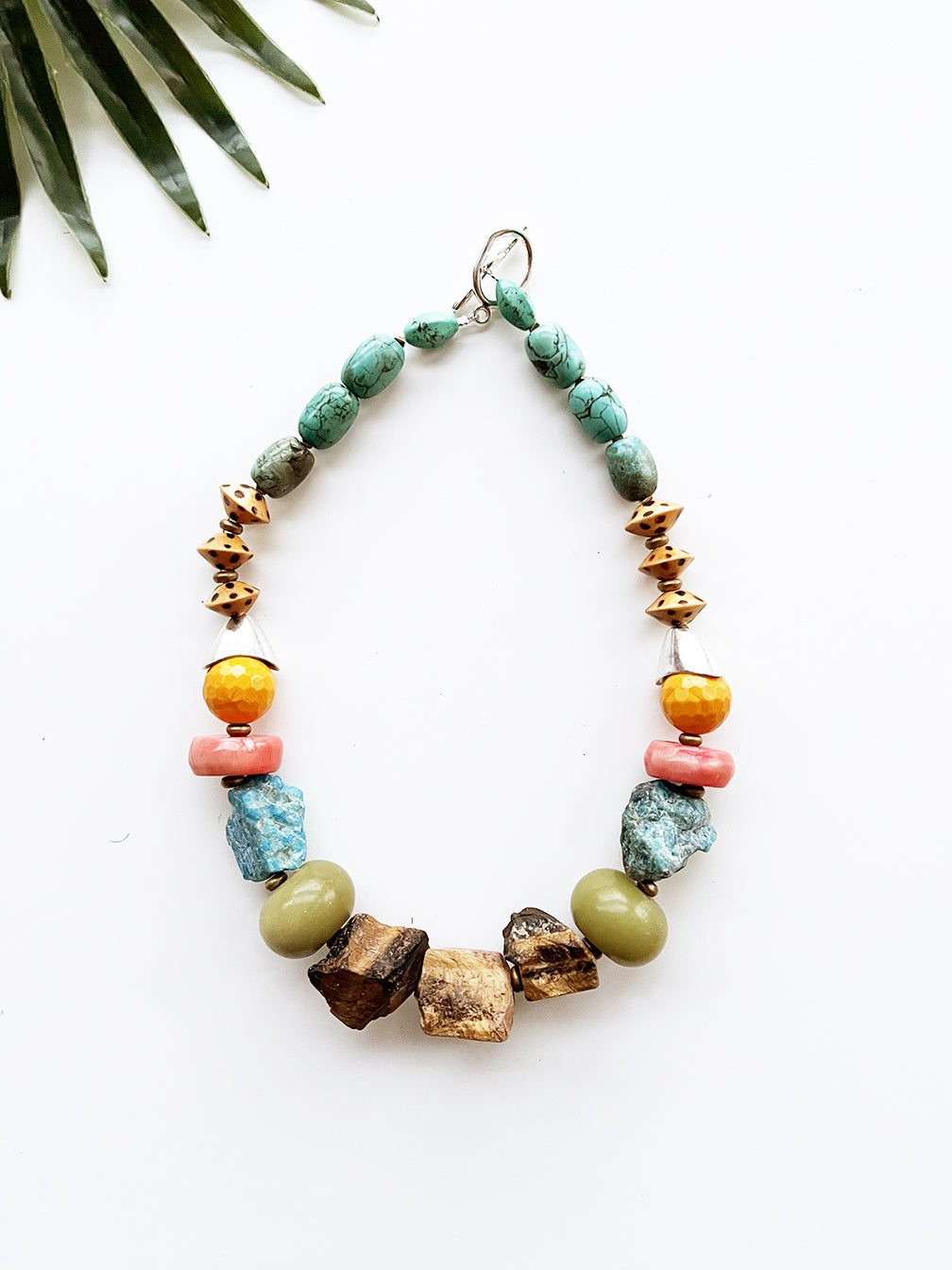 rocksteady necklace - tigereye and blue apatite